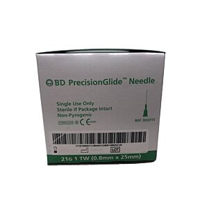BD PrecisionGlide Needle 21G X 1" Green 100 [302015]