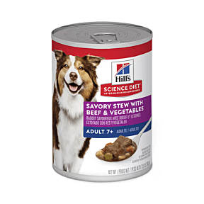Hill's Science Diet Dog Adult 7+ Savoury Beef & Vegetable Stew 12 x 363gm front