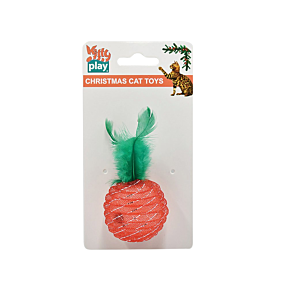 Kitty Play Christmas Cat Toy Ball with Feather 5cm Front