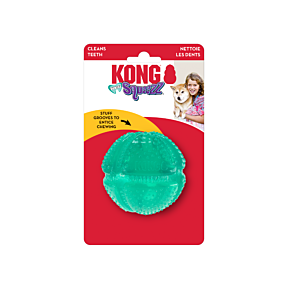 KONG Squeezz Dental Ball Dog Toy Medium Packaging