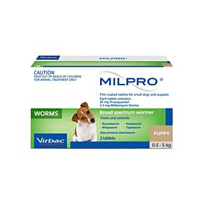 Milpro Broad Spectrum Allwormer Small Dog & Puppies 0.5kg-5kg