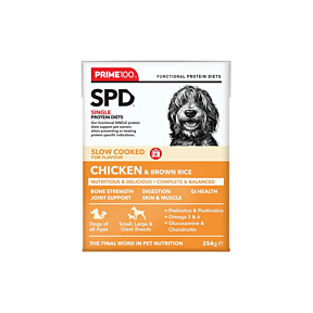 Prime100 SPD Chicken & Brown Rice 12 x 354g Front