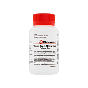 Ranvet Worm Free Allwormer Tablets Dog Large 25kg 50 Tablets