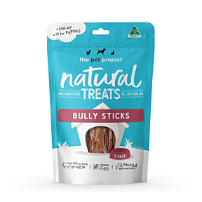 The Pet Project Natural Treats Bully Sticks 5 Pack