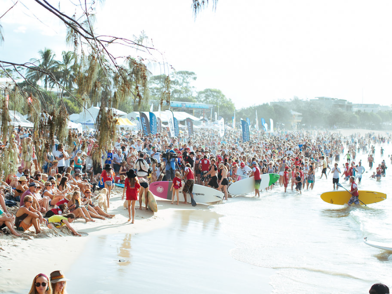 Crowd and competitors at the 2016 Surfing Dog Spectacular