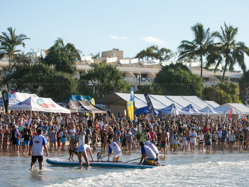 Crowd and competitors at the 2017 Surfing Dog Spectacular